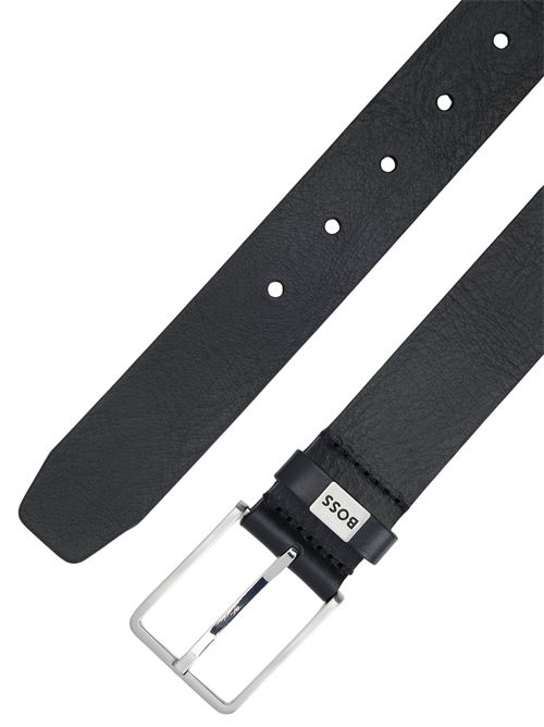 Cintura in pelle nera con logo Hugo Boss | 50529898001